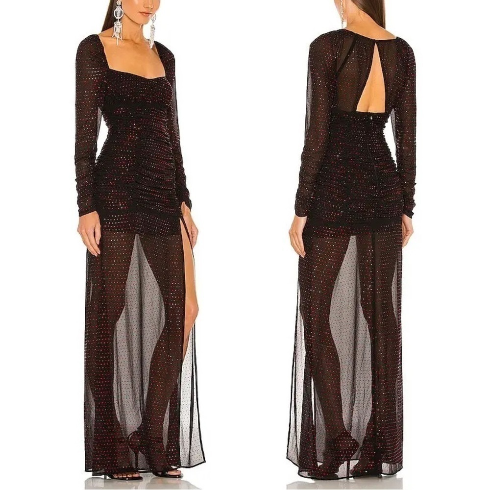 NEW DUNDAS X REVOLVE Stardust Long Sleeve Maxi Dress Black